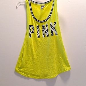 Pink Victoria Secret fluorescent yellow neon muscle tank top size small